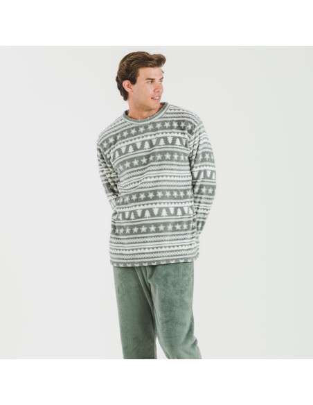 Pijama coral hombre Teseo verde caceria