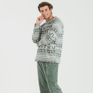 Pijama coral hombre Teseo verde caceria 2