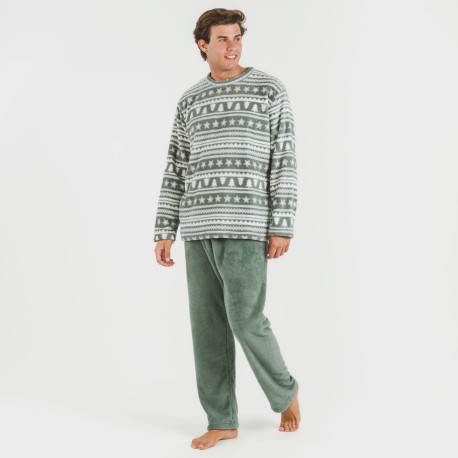 Pijama coral hombre Teseo verde caceria