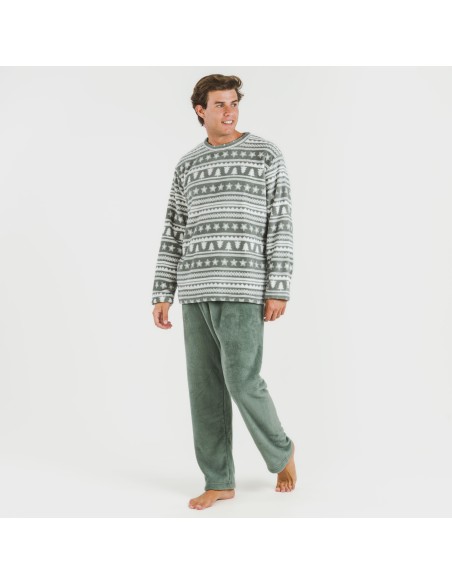 Pijama coral hombre Teseo verde caceria