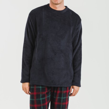 Pijama coral hombre Cuadro Roman azul marino