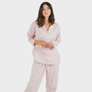 Pijama franela con solapa mujer Raya Marsella rosa 2