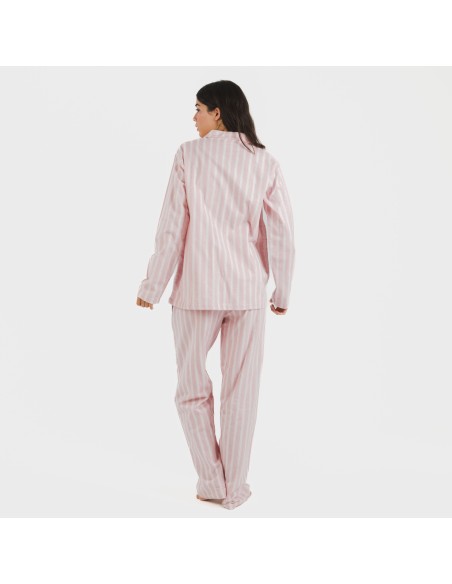 Pijama franela con solapa mujer Raya Marsella rosa