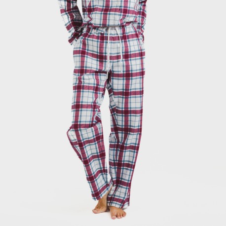 Pijama Franela con solapa mujer Cuadro Dalis berenjena