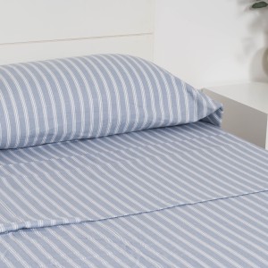 Juego de sábanas franela Raya Marsella indigo