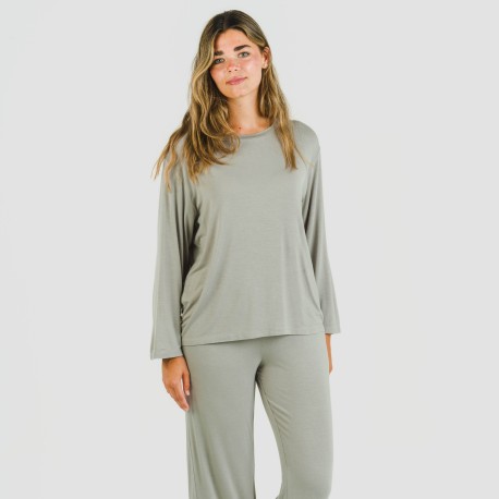Pijama largo viscosa mujer liso