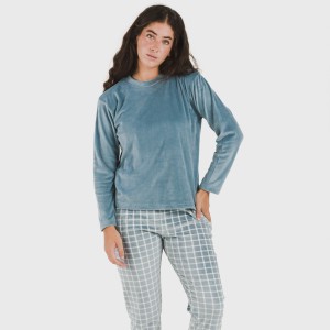 Pijama terciopelo Cuadro Roberto indigo 2