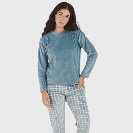Pijama terciopelo Cuadro Roberto indigo