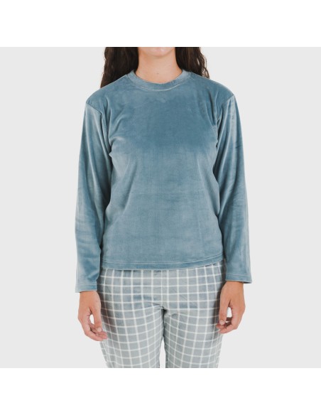 Pijama terciopelo Cuadro Roberto indigo