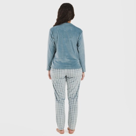 Pijama terciopelo Cuadro Roberto indigo