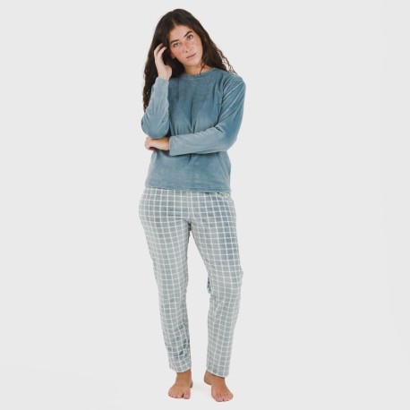 Pijama terciopelo Cuadro Roberto indigo