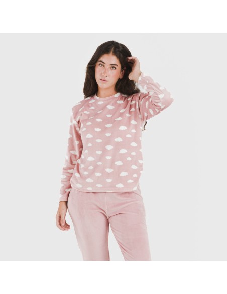 Pijama terciopelo Nubecita rosa palo