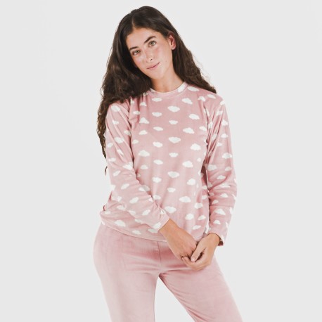 Pijama terciopelo Nubecita rosa palo