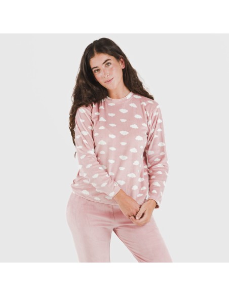 Pijama terciopelo Nubecita rosa palo