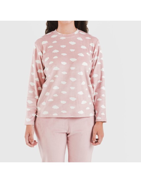 Pijama terciopelo Nubecita rosa palo