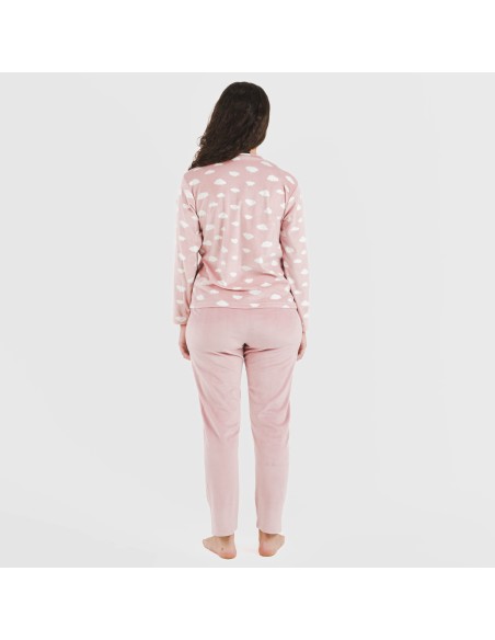 Pijama terciopelo Nubecita rosa palo