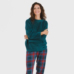 Pijama coral Cuadro Bimba verde menta 2