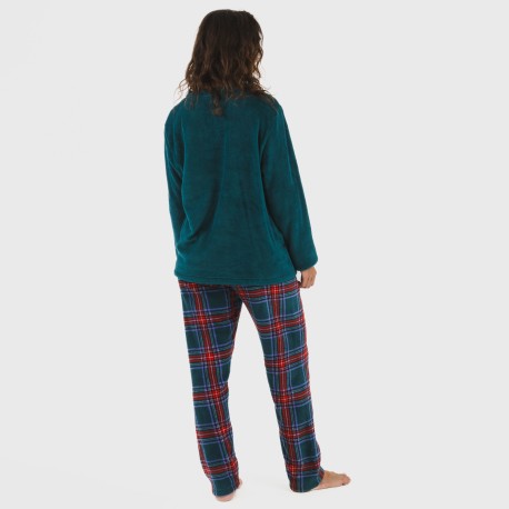 Pijama coral Cuadro Bimba verde menta