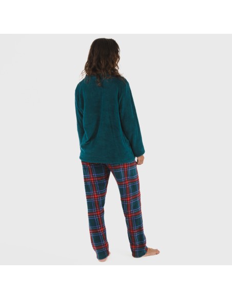 Pijama coral Cuadro Bimba verde menta