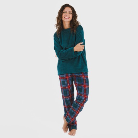 Pijama coral Cuadro Bimba verde menta