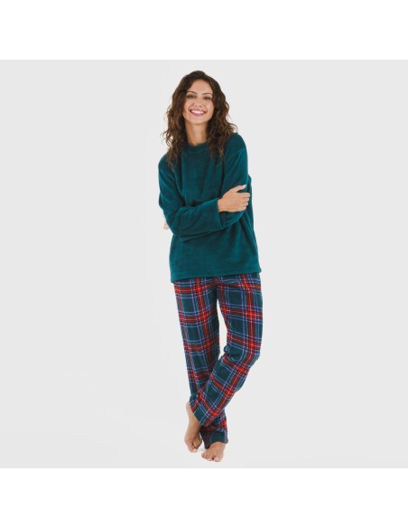 Pijama coral Cuadro Bimba verde menta
