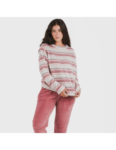 Pijama coral Giulia malva rosa
