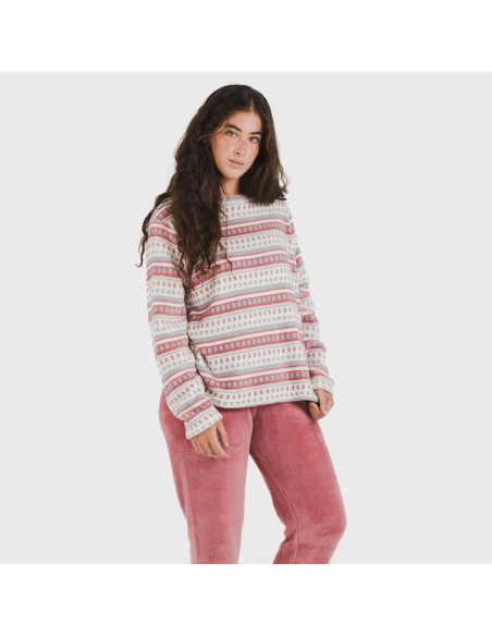 Pijama coral Giulia malva rosa