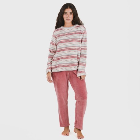 Pijama coral Giulia malva rosa