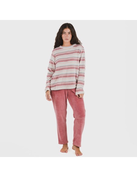 Pijama coral Giulia malva rosa