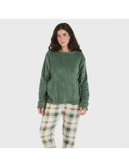 Pijama coral Cuadro Noric verde