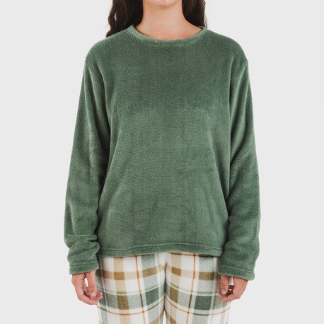 Pijama coral Cuadro Noric verde