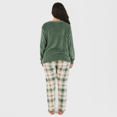 Pijama coral Cuadro Noric verde