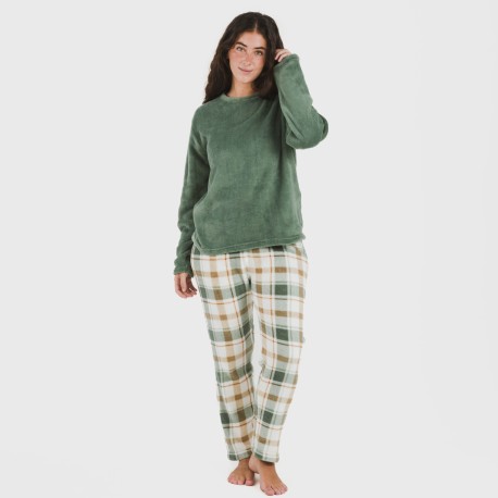 Pijama coral Cuadro Noric verde