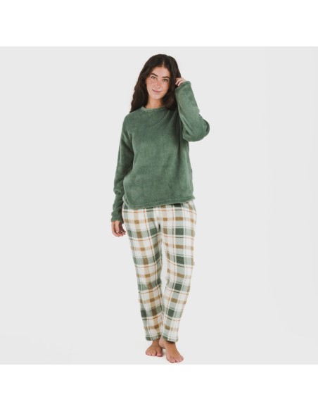 Pijama coral Cuadro Noric verde
