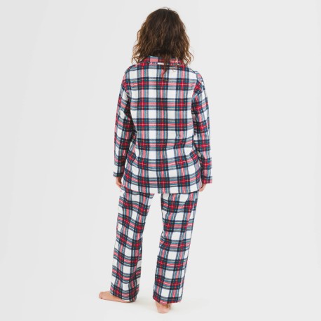 Pijama franela con solapa mujer Cuadro Celestia