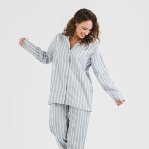 Pijama franela con solapa mujer Raya Marsella indigo 2