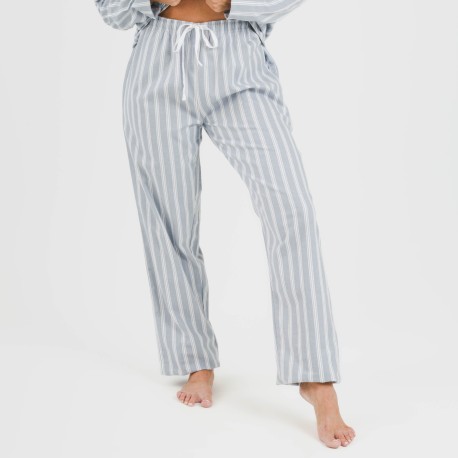 Pijama franela con solapa mujer Raya Marsella indigo