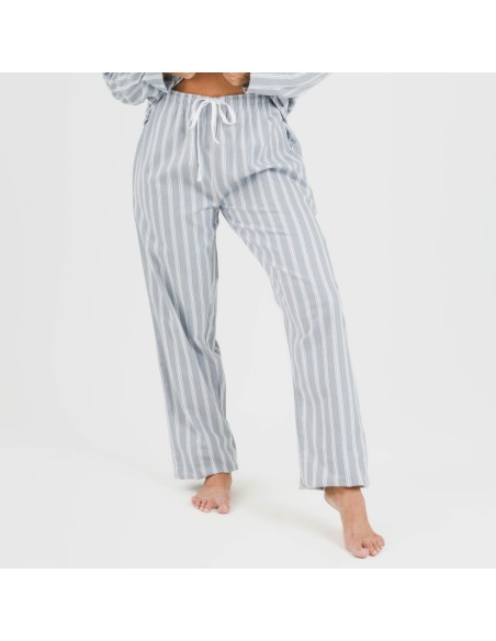 Pijama franela con solapa mujer Raya Marsella indigo