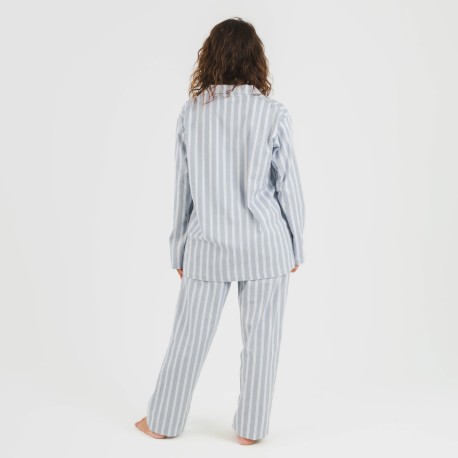 Pijama franela con solapa mujer Raya Marsella indigo