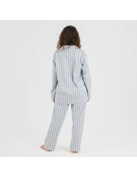 Pijama franela con solapa mujer Raya Marsella indigo