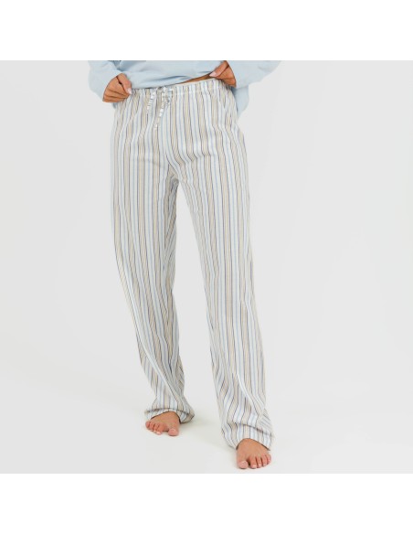 Pijama largo algodón Raya Bill celeste