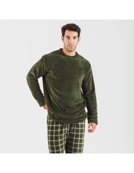 Pijama coral hombre Cuadro Nitari verde caceria