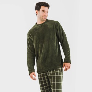 Pijama coral hombre Cuadro Nitari verde caceria 2