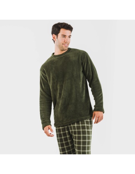 Pijama coral hombre Cuadro Nitari verde caceria