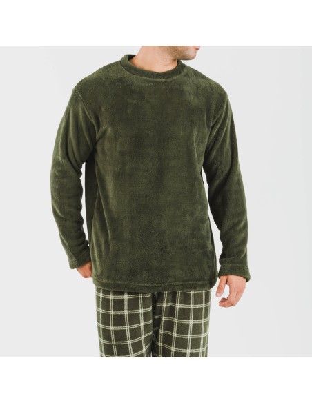 Pijama coral hombre Cuadro Nitari verde caceria