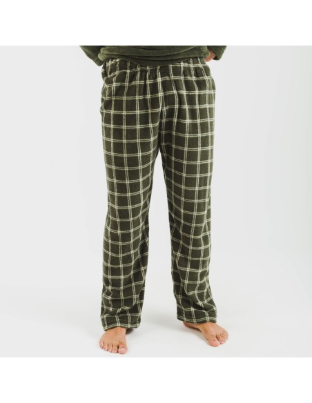 Pijama coral hombre Cuadro Nitari verde caceria