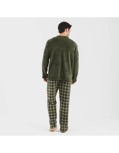 Pijama coral hombre Cuadro Nitari verde caceria