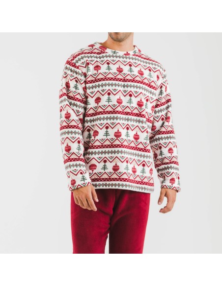 Pijama coral hombre Joshie burdeos