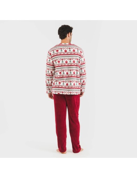 Pijama coral hombre Joshie burdeos