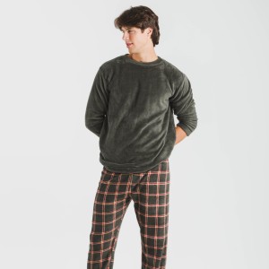 Pijama coral hombre Cuadro Nelby verde caceria